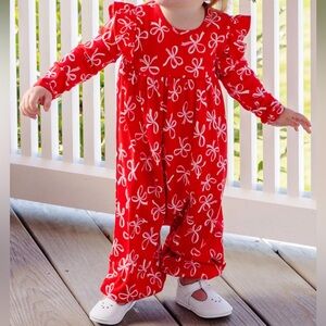 The Beaufort Bonnet Company Leigh Ann Angel Sleeve Romper Bustling Bows 3T